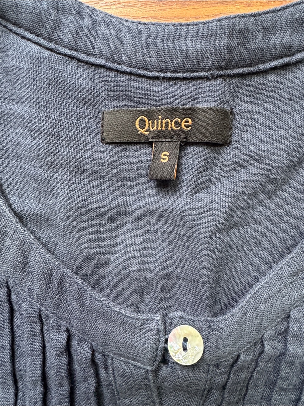 Quince Navy Pintuck Sleeveless Dress - Picture 8 of 8